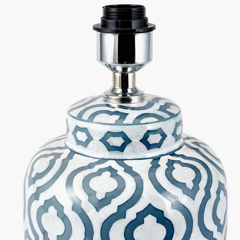 Celia Grey and White Pattern Ceramic Table Lamp - Base Only